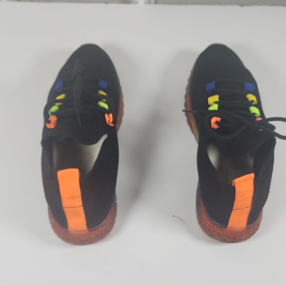 La Sheelah Black Sneakers With Orange Blue Accents women Sneakers Size 8 - Picture 2 of 11